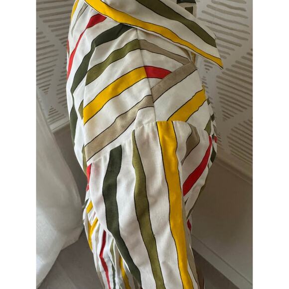 J. Ellis Petites Women’s Size 12 Vintage Yellow Stripe Belted Flared Shirt Dress - Picture 8 of 10